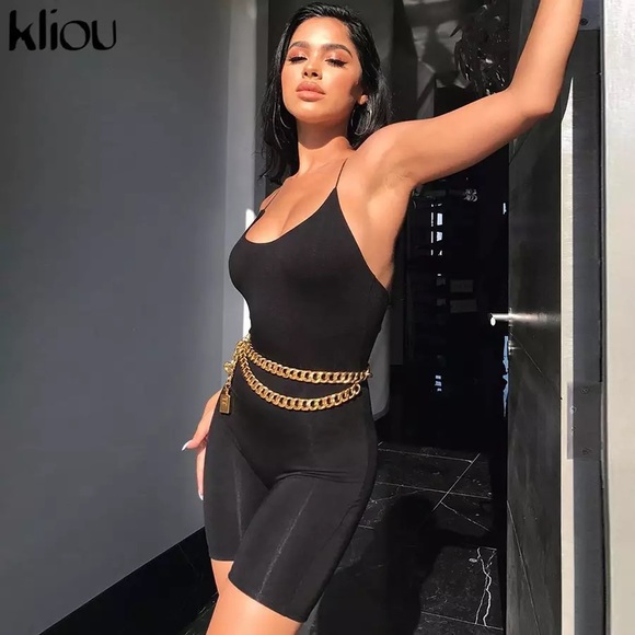 kliou black Skinny Spaghetti Strap Romper - Picture 3 of 5